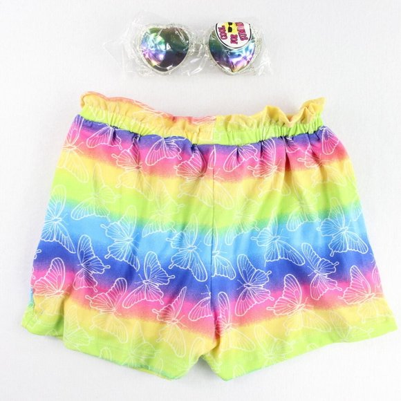 RMLA Girls Shorts and Sunglasses Set Size 6x Knit Rainbow Stripes Butterflies - Picture 7 of 7